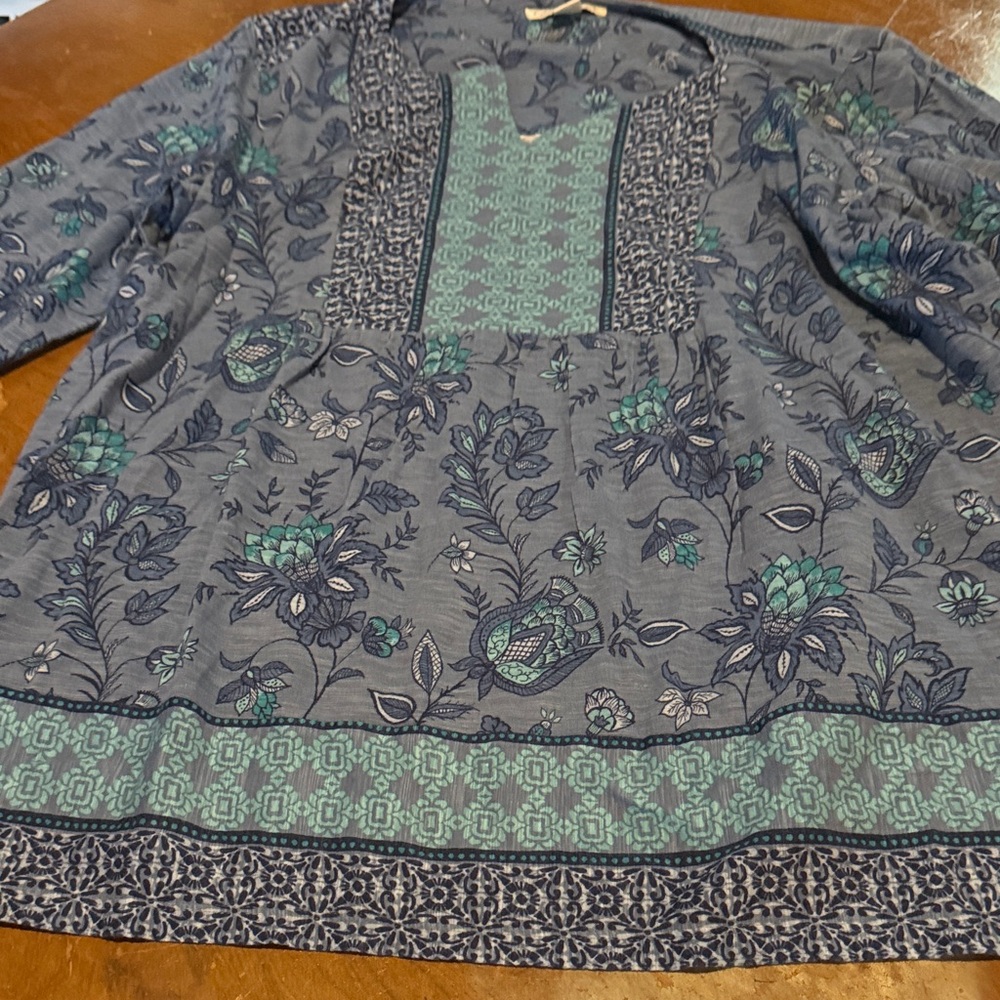 Coldwater Creek Blue and Green Floral Top